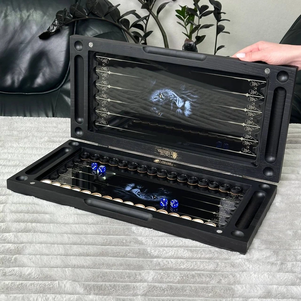 Juego Backgammon Vidrio y Madera - Regalo Premium para Amigo, Juego Familiar Regalo Foto 4 de 4