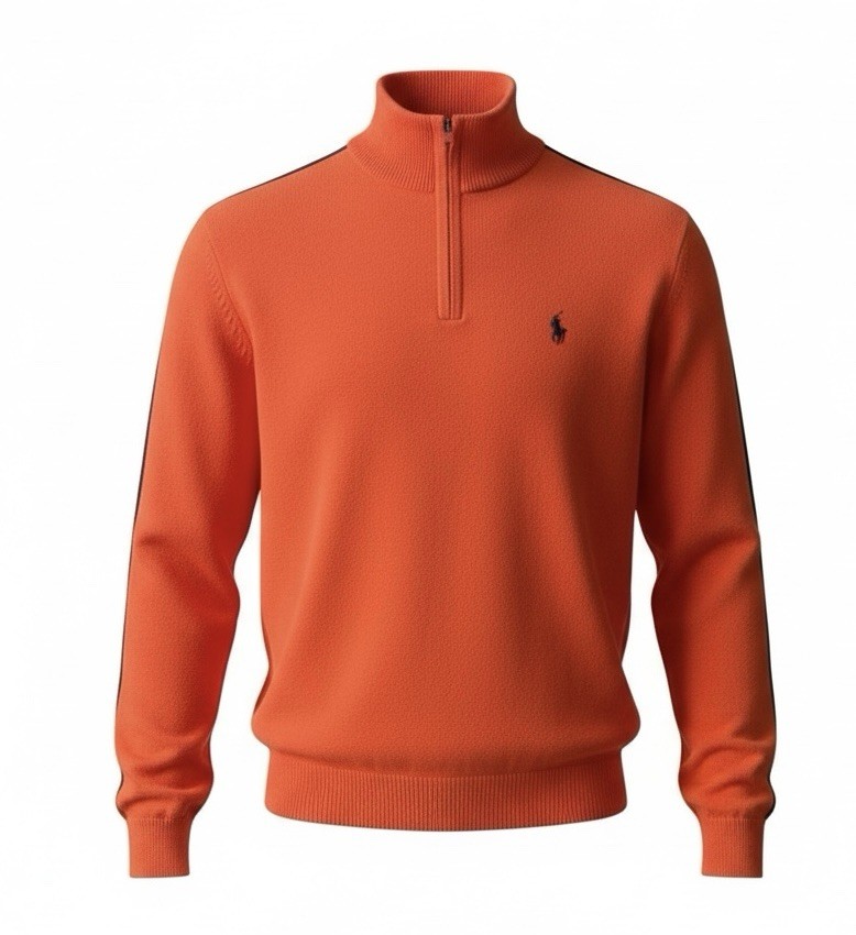 Polo Golf by Ralph Lauren Men's Vibrant Orange 1/4 Zip Sweater