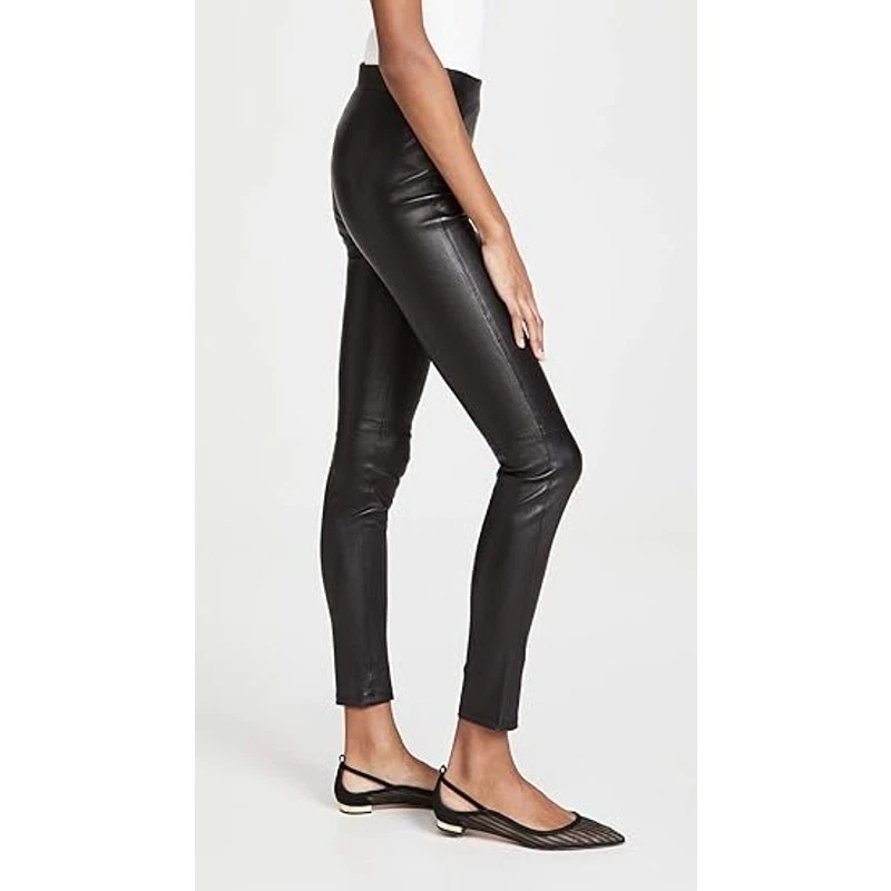 Pantalones ajustados de cuero Theory High Rise Adbelle L2 negros talla 4 Foto 4 de 4