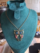 2x Pre Loved Old Vintage Large Owl Pendants, FREE POSTAGE