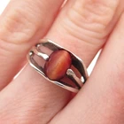925 Sterling Silver Vintage Real Tiger Eye Modernist Oxidized Ring Size 5.75