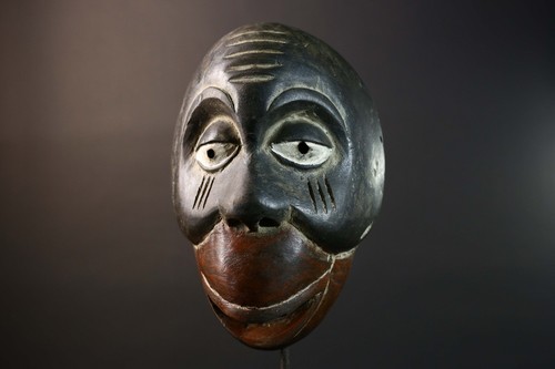 Maschera Dan africana legno intagliato volto tribale Africa occidentale decorazione scarificazione-G5771 - Foto 7 di 24