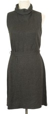 Ann Taylor Dress Women’s Medium Gray A Line Sleeveless Turtleneck Belted Cotton￼