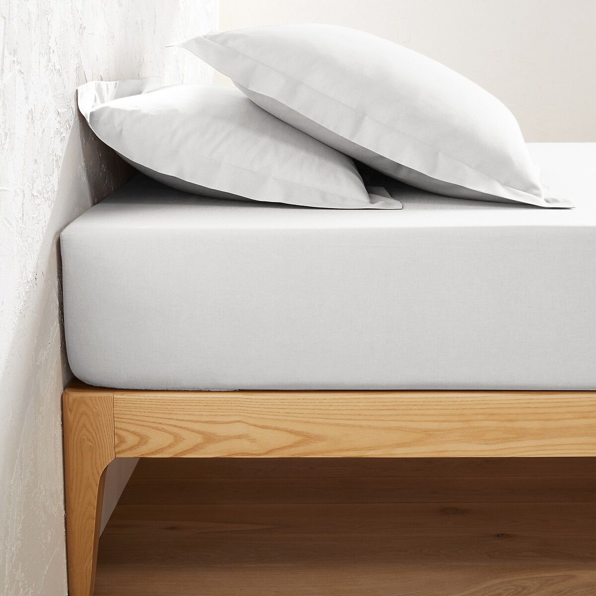 Drap housse blanc 80 x 190 cm LA REDOUTE INTERIEURS lot de 2 pour lit d'appoint et chambre d'amis