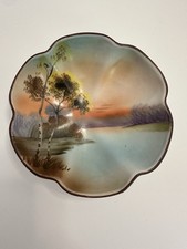 Noritake Handpainted Footed Bowl, Fluted Edges, 5? Across