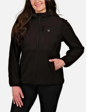 Spyder Womens Jacket Black Fleece Polar Pockets Front Zipper Heavyweight LARGE
