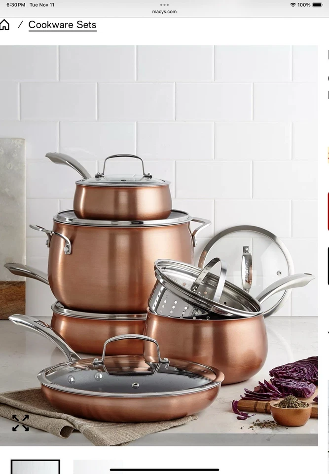 Utensilios de cocina Belgique de 11 piezas de aluminio antiadherentes color cobre raros y difíciles de encontrar Foto 2 de 2