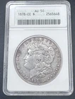 1878 CC Carson City Morgan Dollar AU 50 + 2 FREE WHEAT PENNIES 🔥