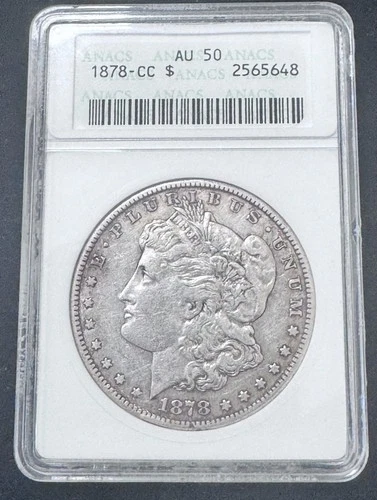 1878 CC Carson City Morgan Dollar AU 50 + 2 FREE WHEAT PENNIES 🔥