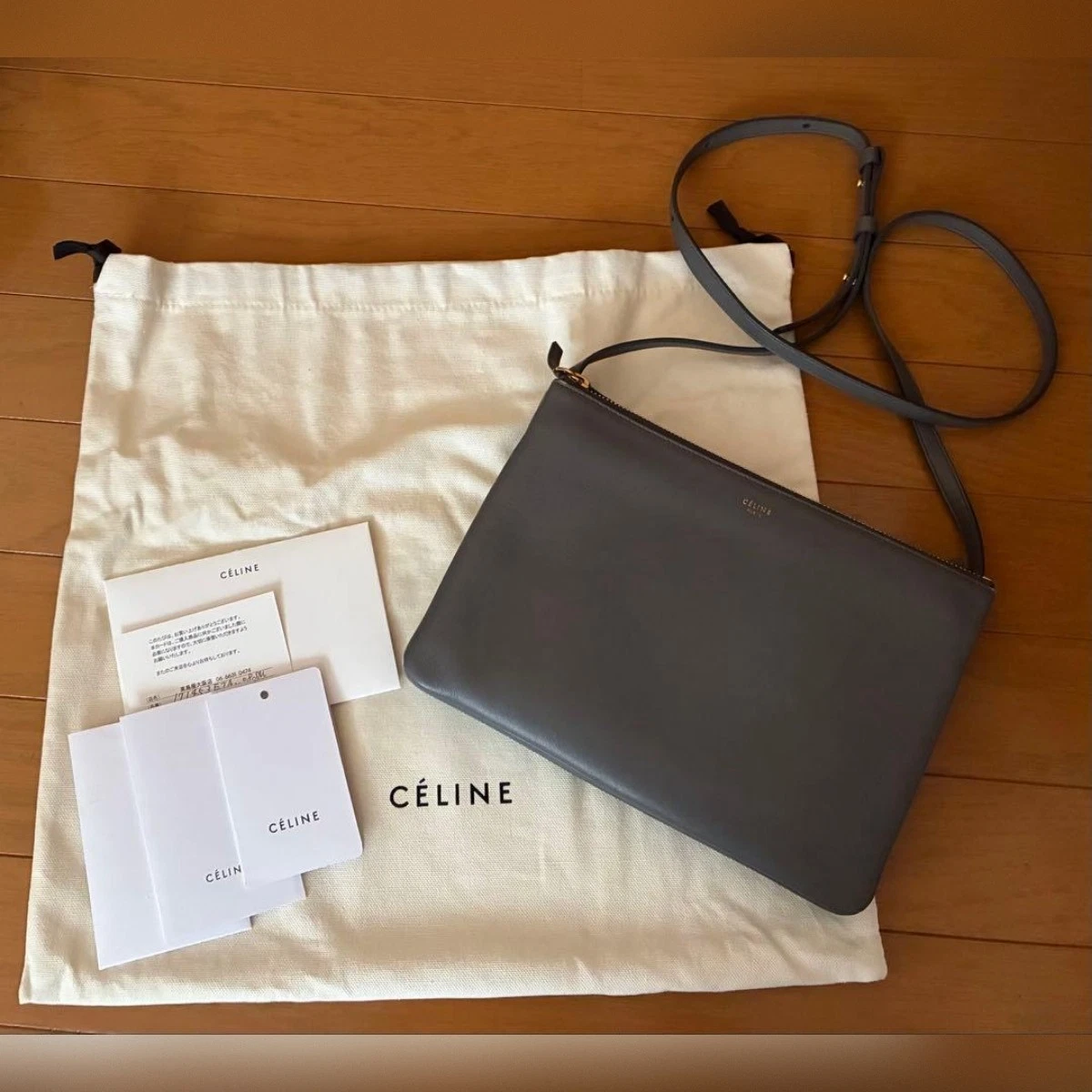 CELINE Trio Zip Leather Exterior Bags & Handbags for Women for