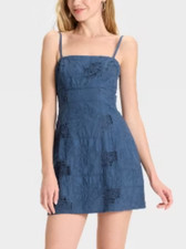 NEW Wild Fable Women's Open Patchwork Mini A-Line Dress Blue Size XL