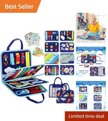 Interactive Busy Board for Toddlers - Soft Fabric Dinosaur Design for Learning