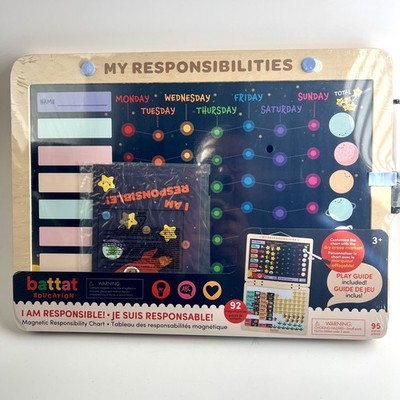 Battat Education Wooden Magnetic Responsibility Chart for Kids I am Responsible