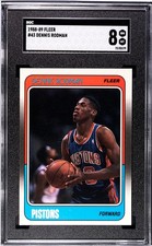 DENNIS RODMAN ROOKIE CARD (RC) HOF 1988-89 Fleer #43 Pistons Bulls SGC 8 NM-MT