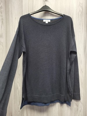 White Stuff Navy Blue Knitted Textured Cotton Mix Jumper Size 12. PK
