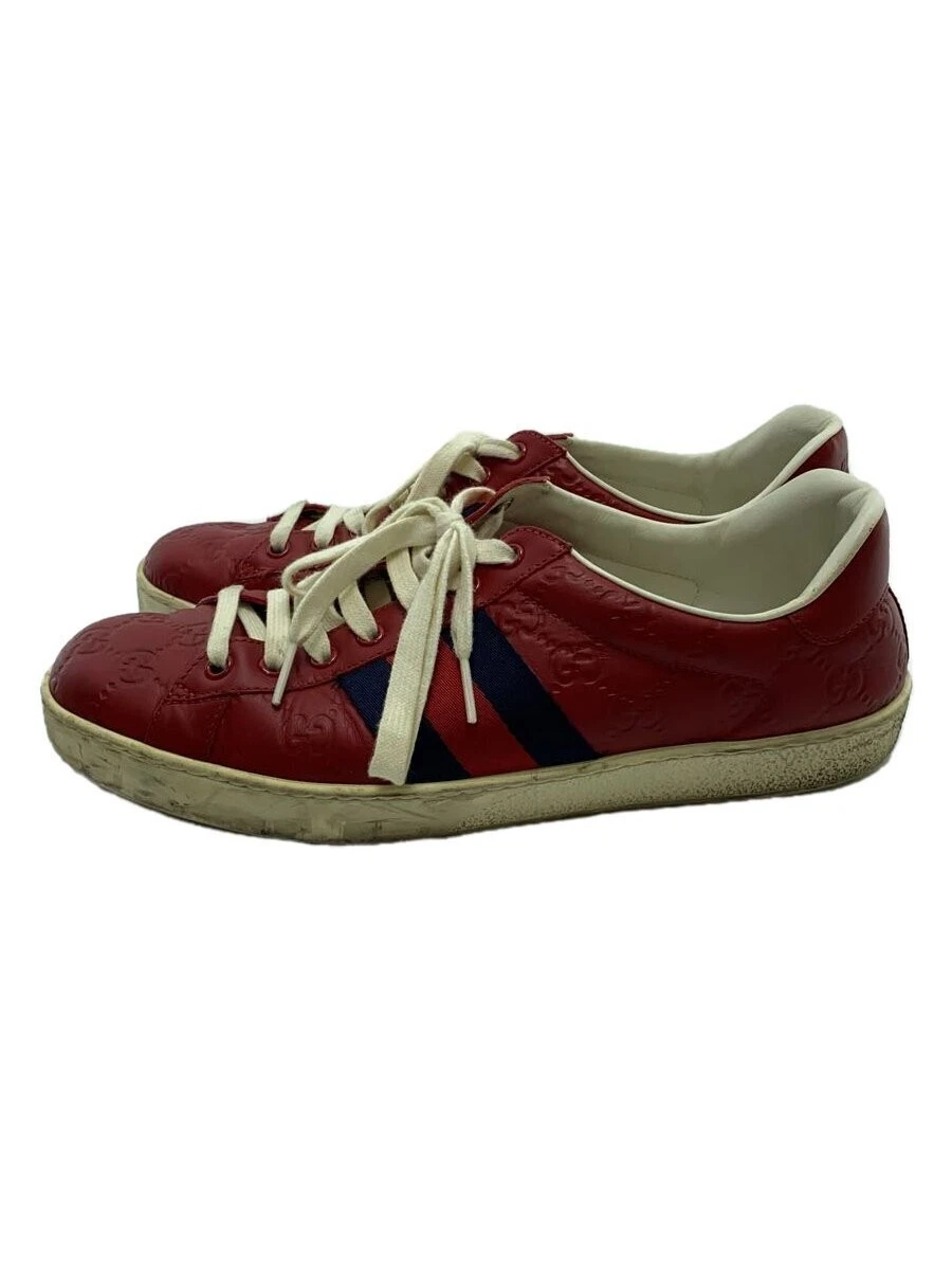 Baskets basses Gucci UK8,5 cuir rouge occasion