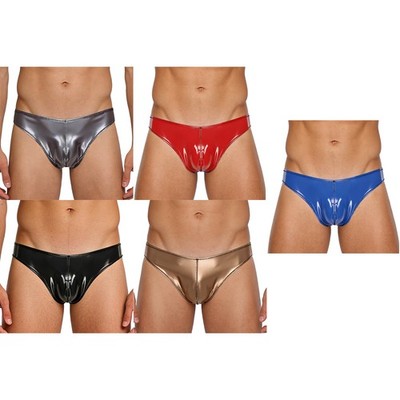 Mens Underwear Nightclub Briefs Leather Patients Latex Underpants Wet Look Male