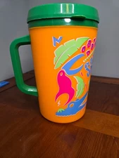 Vintage Conoco Safari Side Kick Orange Plastic Gas Station 34 oz Mug -Made USA