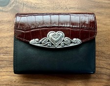 Vintage 1996 Brighton Wallet Crossbody Scrolled Heart Collection, Very Nice 