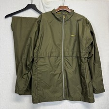 VTG Y2K Nike Zip Up Windbreaker tracksuit Set Medium Adult Olive Green Lined