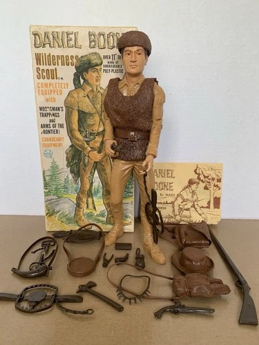 Vintage Collectible Marx Daniel Boone with Accessories + Vintage Box & Manual