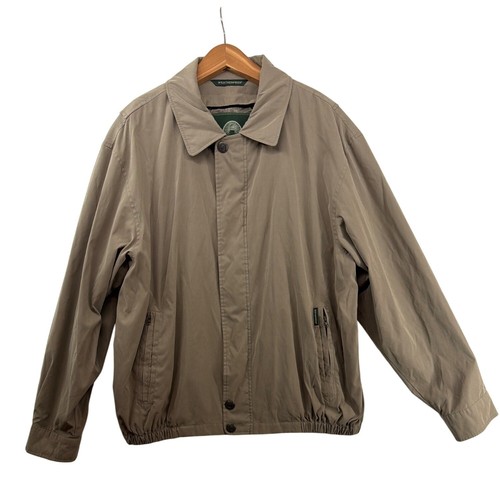 Weatherproof Mens Bomber Jacket Sz L Beige Full-Zip Classic Lined Cozy Outdoorsy