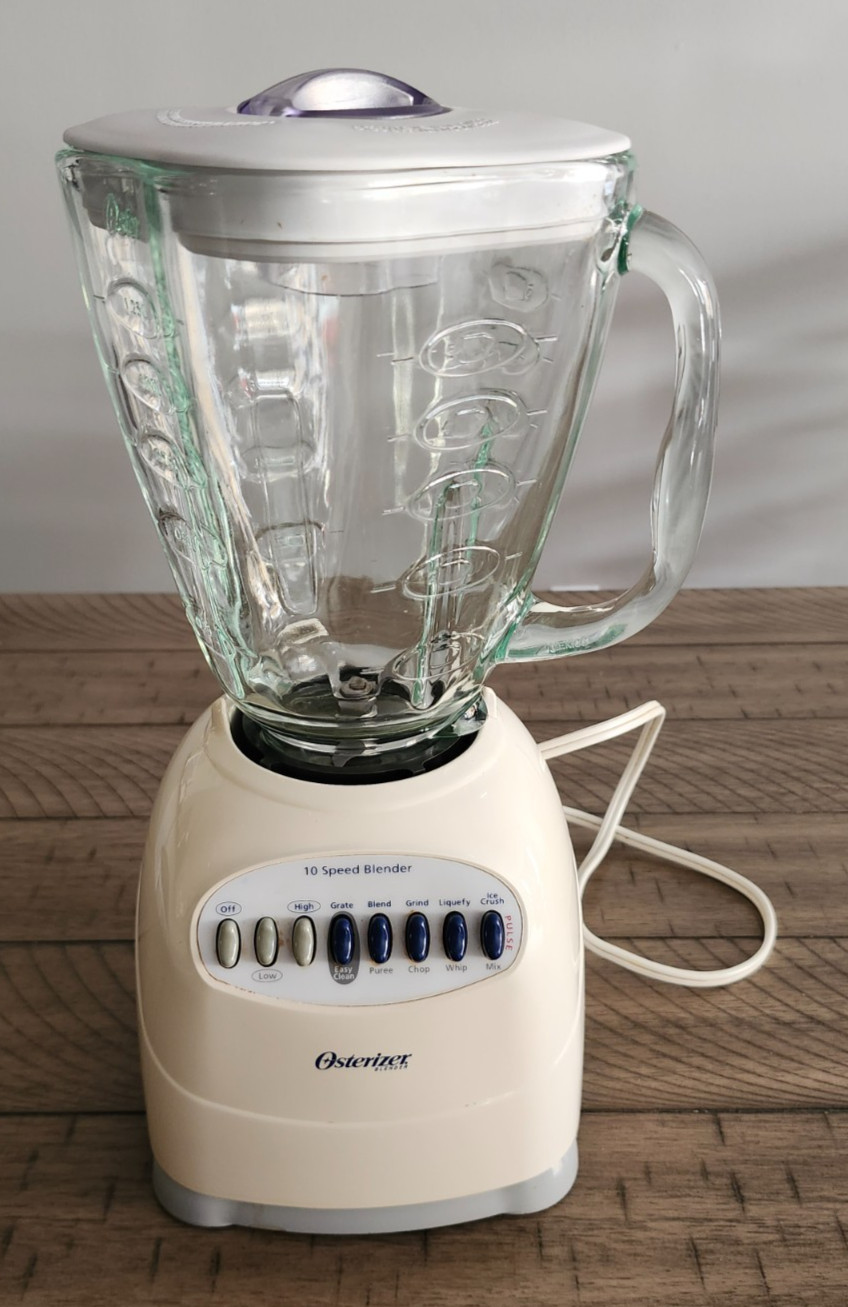 Osterizer 10 Speed Blender White Glass Jar Model 6630 Tested