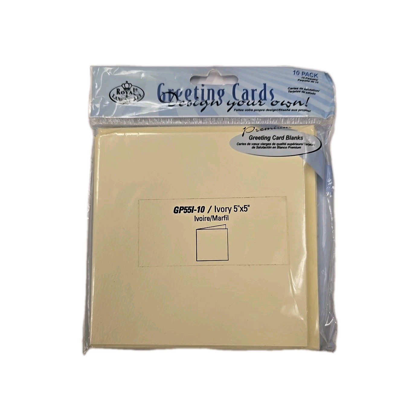 Pack of 10 Ivory Greeting Card Blanks With Envelopes Royal Langnickel 5x5 Inches