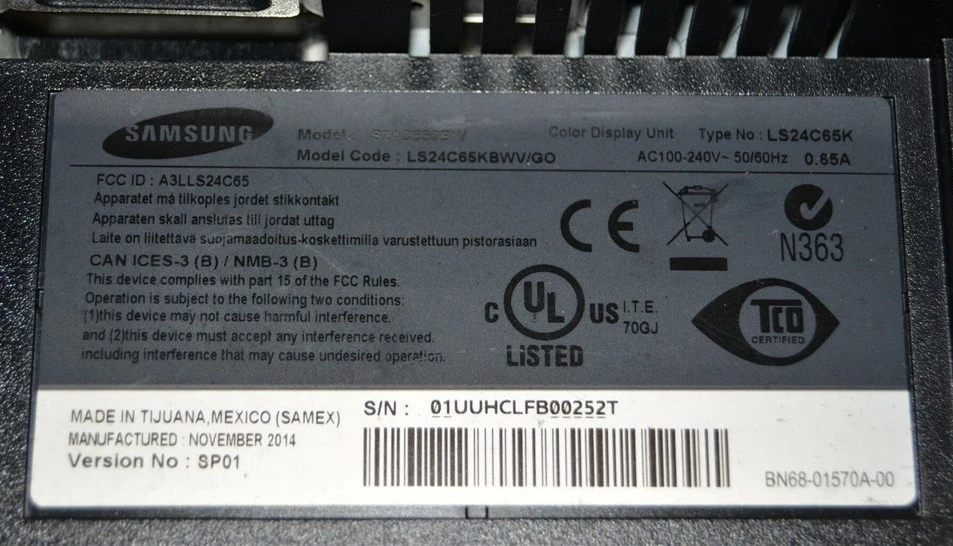 Samsung S24C650BW LS24C65K 24" LCD Monitor DVI VGA GRADE B  - Image 4 of 4