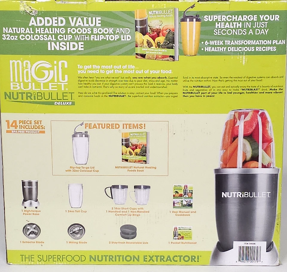 Magic Bullet NutriBullet Deluxe Blender 14 Piece Set 600 Watt Motor #NBR-1401M - Image 4 of 4