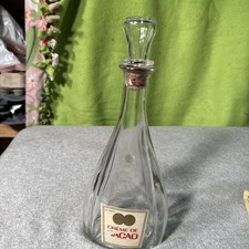 Vintage Clear, Glass Decanter Cream de Cacao Label 