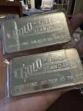 2x Vintage 10oz .999 Consecutive!  Silver “Gold Standard” Bar Serial No. 8781 &2