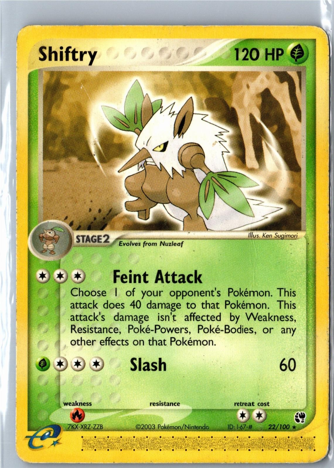 Pokemon Card - Shiftry Sandstorm 22/100 2003 Rare Heavily Played