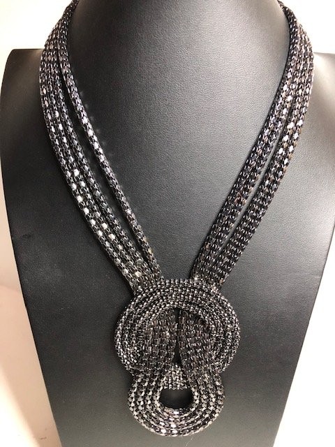 B0135 Chico's Statement Necklace Multi-Strand Gun… - image 1