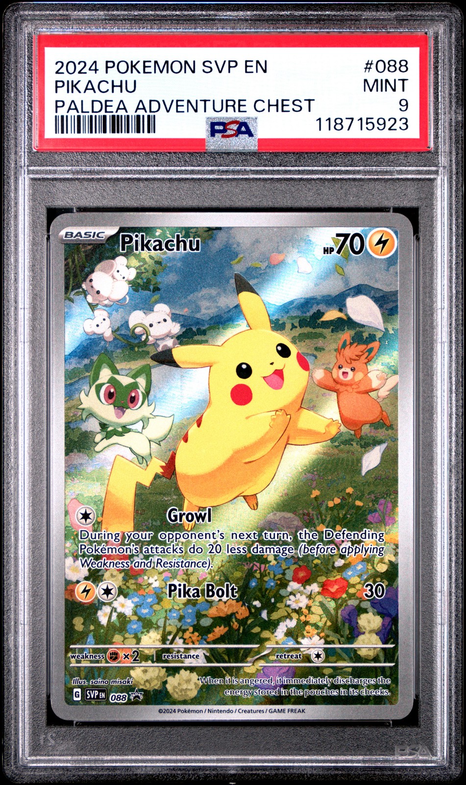 2024 POKEMON SVP EN-SV BLACK STAR PROMO PALDEA ADVENTURE CHEST PIKACHU PSA 9