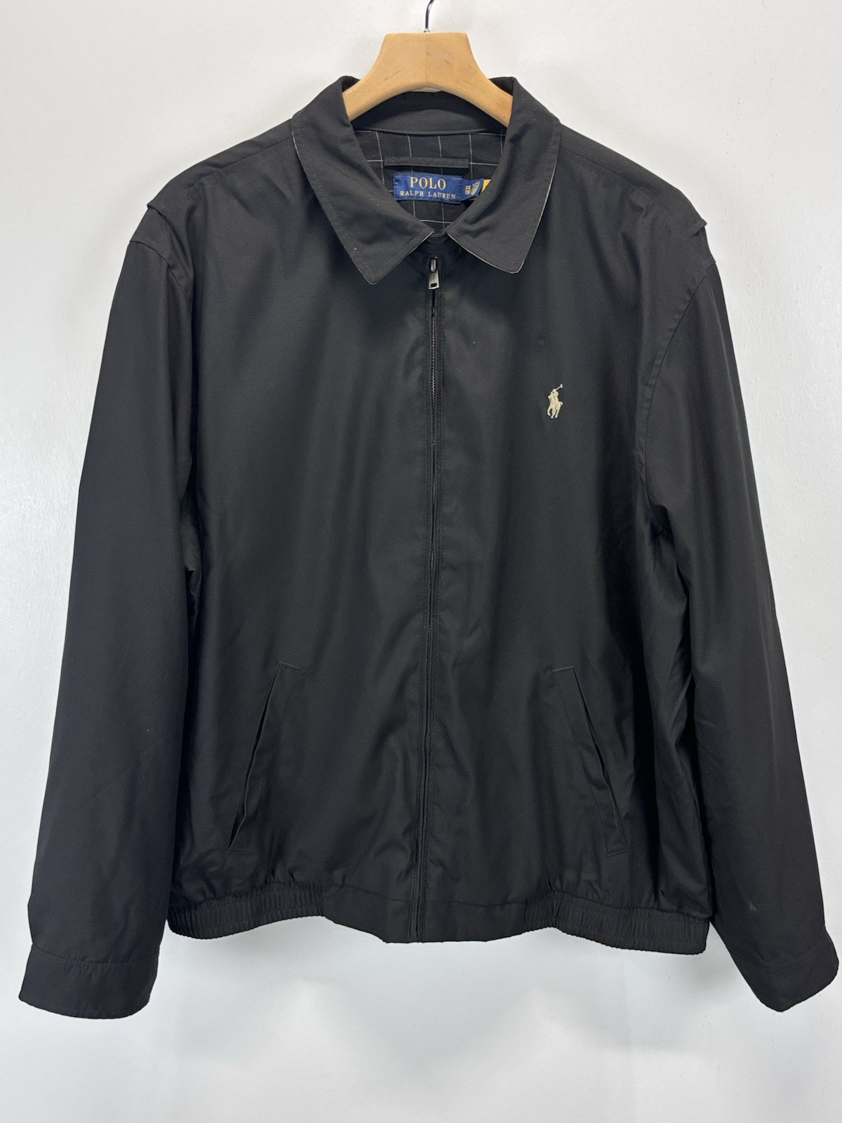 Polo Ralph Lauren Plaid Foderato Harrington Giacca Bomber 2XL XXL Uomo Nero Pony