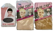 Lot of 3: NWT Dream Fashion Wig Caps Hat Net Beige Tan Black One Size Sealed