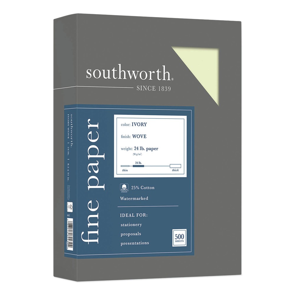 Деловая бумага Southworth 404IC 85 x 11 из 25-процентного хлопка цвета слоновой кости 500 шткор 5690₽