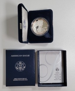 2004 W American Eagle One Ounce Silver Proof Coin, OGP COA