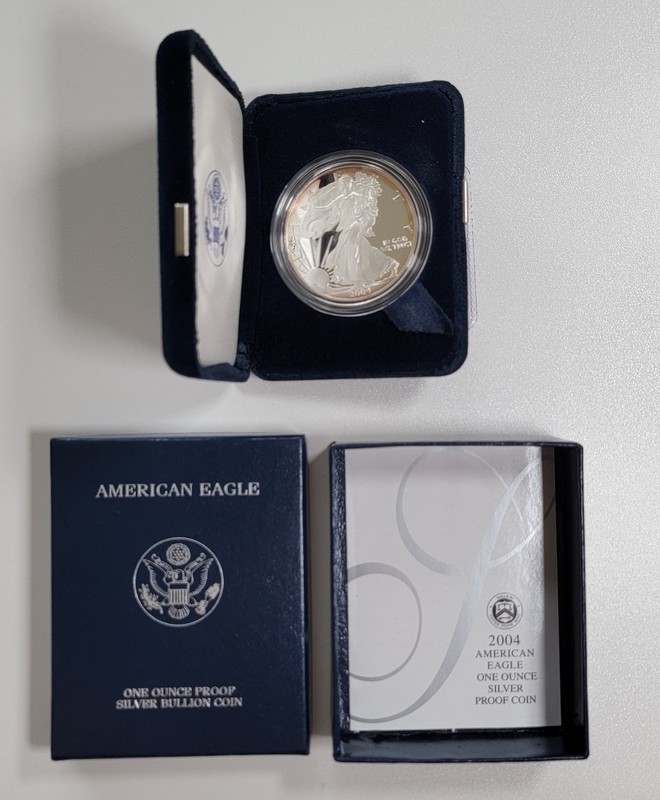 2004 W American Eagle One Ounce Silver Proof Coin, OGP COA
