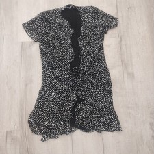 NORDSTROM LUSH WOMENS BLACK WHITE LINED WRAP DRESS OUTFIT XS