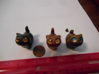 #ad #ad Set Of 3 VTg Hand Carved wood cats Figurines CHILL GUYS 1x1 in $11.00