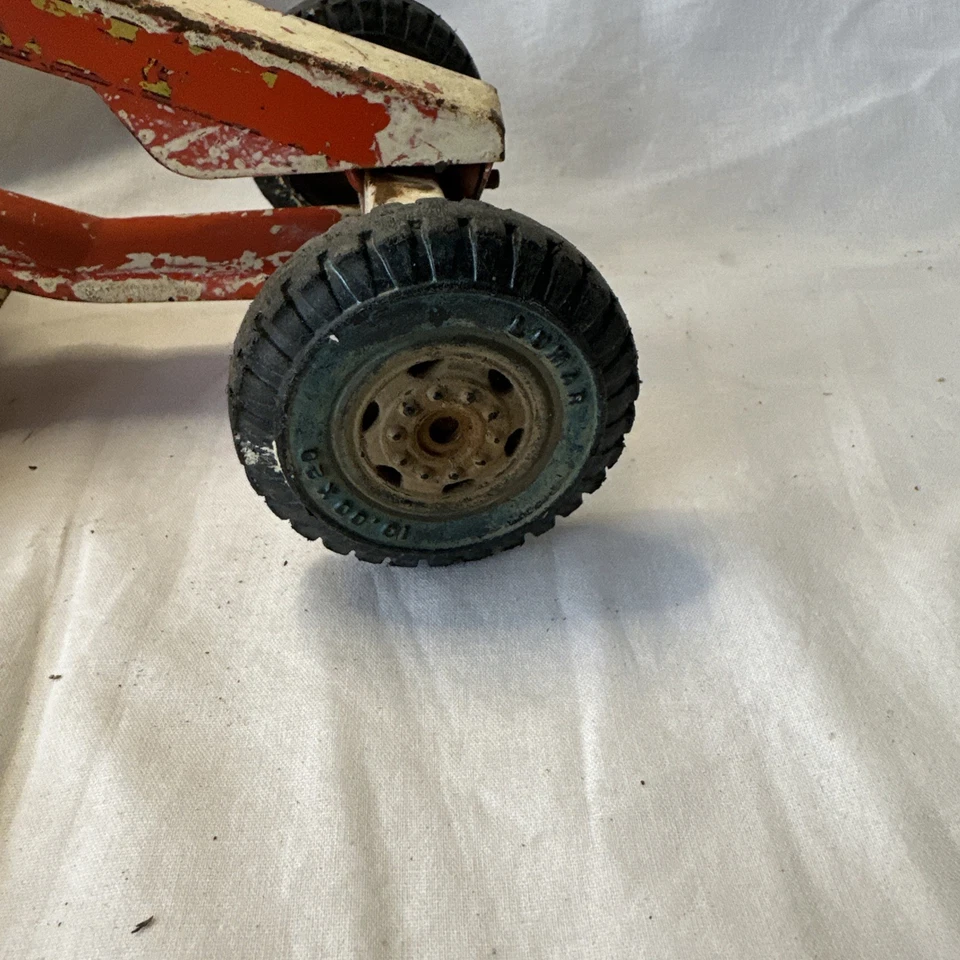 Niveladora de carretera vintage Lumar de acero prensado rojo/blanco años 50 Foto 3 de 4