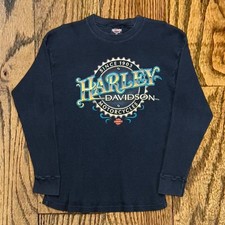 Vintage 90 s Harley Davidson Motorcycles Long Sleeve Waffle Knit Thermal Shirt