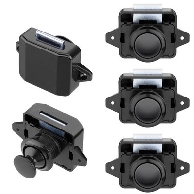 5 Pack Push Button Latch Cabinet Door Catch Keyless Cupboard Locks for Black