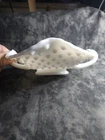 Vintage Fenton White Milk Glass Hobnail Double Handle Ruffled Edge Candy Dish