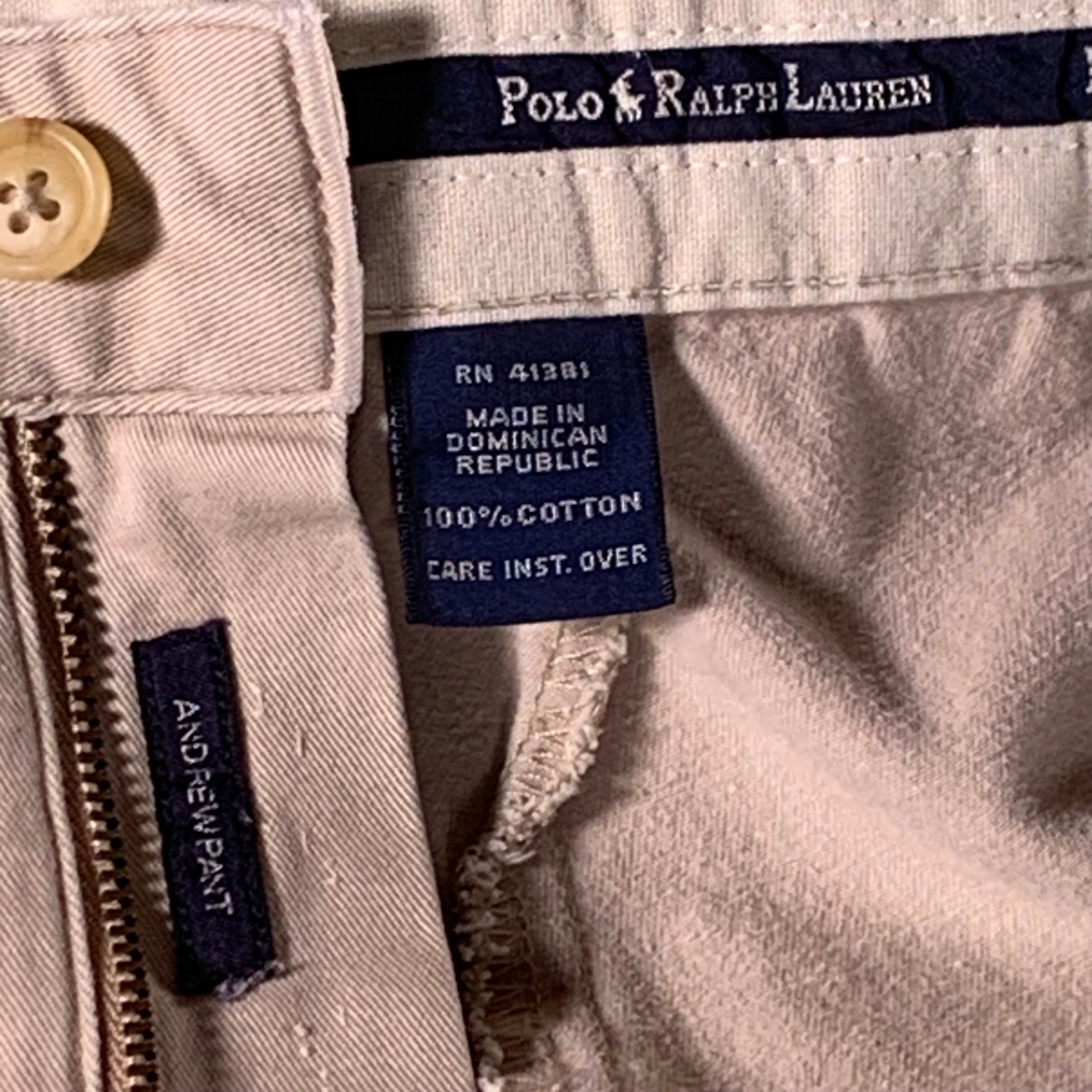 Polo Ralph Lauren Andrew Pant Mens 38x27 Pleated Chino Khaki Tan Cotton Trousers thumbnail 8