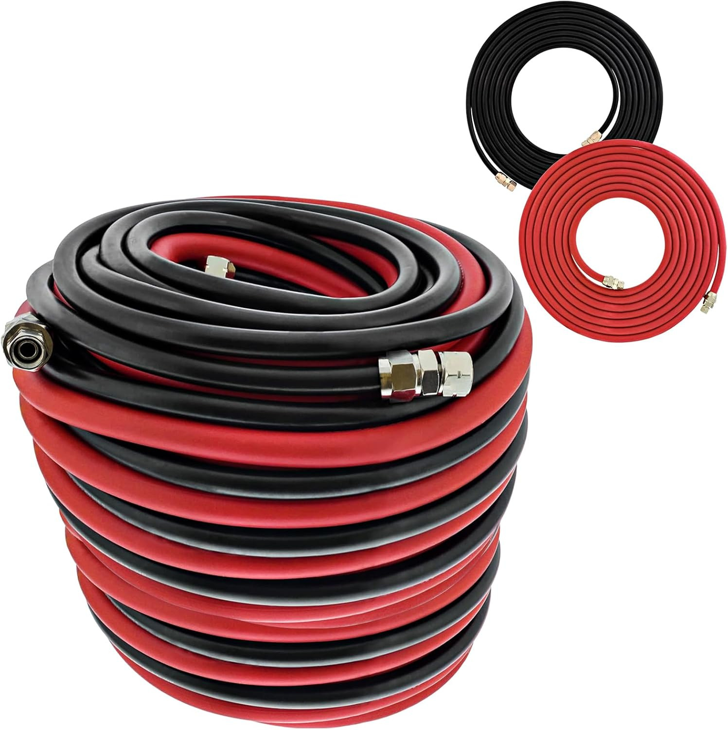 30 Foot Air and Fluid Hose Assembly Set with Fittings for Spray Guns, Paint Pres