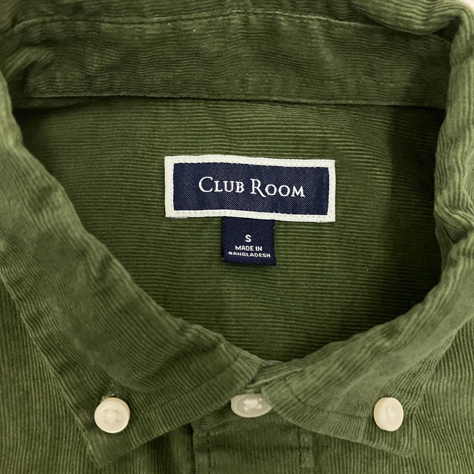 Club Room Corduroy Shirt Dark Green Mens Small Long Sleeve 100% Cotton - Image 4 of 4