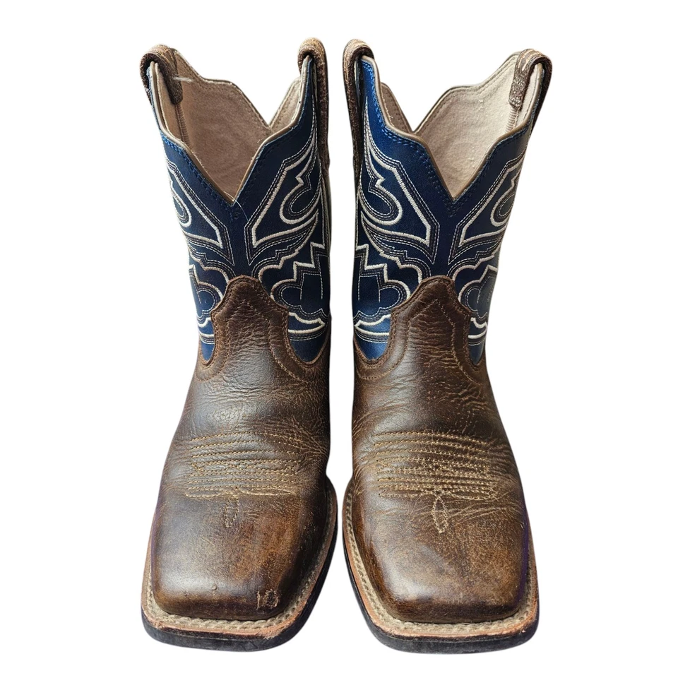 Ariat Pluma Clasificadora Juvenil Bota Occidental Azul Puntera Cuadrada Cuero Talla 4.5 Foto 4 de 4